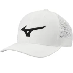 Mizuno Tour Vent Snapback Hat -Golf World Shop 2024 mizuno tour vent snapback hat white black front itempicture