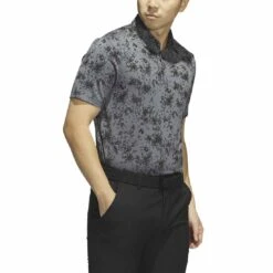 Adidas Burst Jacquard Polo 11 Adidas Burst Jacquard Polo -Golf World Shop adidas 2023 burst jacquard polo black side itempicture