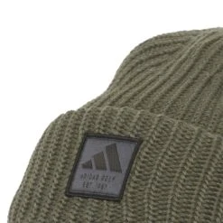 Adidas Double Cuff Novelty Beanie -Golf World Shop adidas 2023 double cuff novelty beanie olive strata detail itempicture