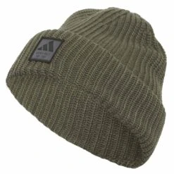 Adidas Double Cuff Novelty Beanie -Golf World Shop adidas 2023 double cuff novelty beanie olive strata front itempicture