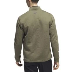 Adidas DWR 1/4 Zip Pullover -Golf World Shop adidas 2023 dwr quarter zip pullover olive strata back itempicture