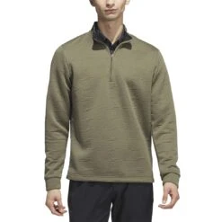 Adidas DWR 1/4 Zip Pullover -Golf World Shop adidas 2023 dwr quarter zip pullover olive strata itempicture