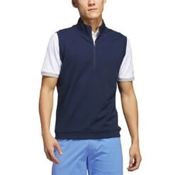Adidas Elevated Quarter Zip Vest -Golf World Shop adidas 2023 elevated quarter zip vest collegiate navy itempicture