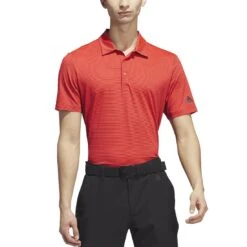 Adidas Ottoman Stripe Polo -Golf World Shop adidas 2023 ottoman stripe polo bright red collegiate navy model front itempicture