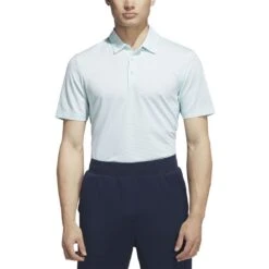 Adidas Ottoman Stripe Polo -Golf World Shop adidas 2023 ottoman stripe polo semi flash aqua model front itempicture