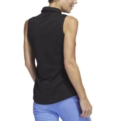 Adidas Women's Texture Sleeveless Polo -Golf World Shop adidas 2023 womens texture sleeveless polo black back itempicture