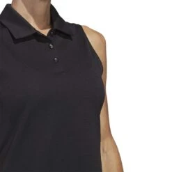 Adidas Women's Texture Sleeveless Polo -Golf World Shop adidas 2023 womens texture sleeveless polo black detail itempicture
