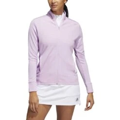 Adidas Women's Textured Full Zip Jacket -Golf World Shop adidas fw22 womens textured full zip jacket bliss lilac itempicture