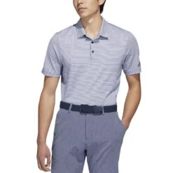 Adidas Ottoman Stripe Polo -Golf World Shop adidas ottoman stripe polo collegiate navy model front itempicture