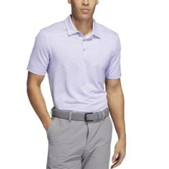 Adidas Ottoman Stripe Polo -Golf World Shop adidas ottoman stripe polo light purple white model front itempicture