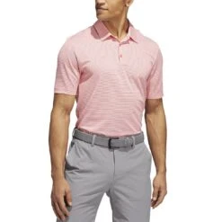Adidas Ottoman Stripe Polo -Golf World Shop adidas ottoman stripe polo semi turbo white model front itempicture