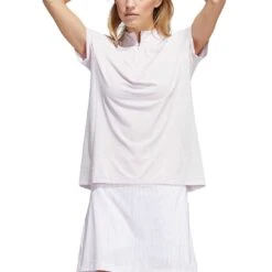 Adidas Women's Short Sleeve Mock Neck Polo -Golf World Shop adidas ss22 womens short sleeve mock neck polo almost pink itempicture