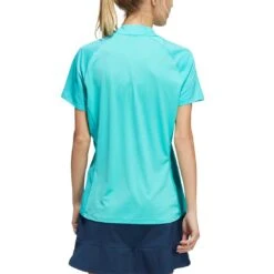 Adidas Women's Short Sleeve Mock Neck Polo -Golf World Shop adidas ss22 womens short sleeve mock neck polo semi mint rush back itempicture