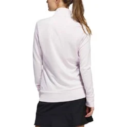 Adidas Women's Textured Full Zip Jacket -Golf World Shop adidas ss22 womens textured full zip jacket almost pink back itempicture