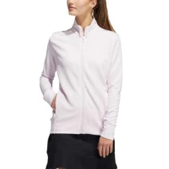 Adidas Women's Textured Full Zip Jacket -Golf World Shop adidas ss22 womens textured full zip jacket almost pink itempicture