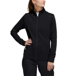 Adidas Women's Textured Full Zip Jacket -Golf World Shop adidas ss22 womens textured full zip jacket black itempicture