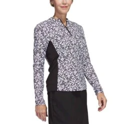 Adidas Women's Ultimate365 Print Pullover -Golf World Shop adidas ss23 womens ultimate365 print pullover black white side itempicture