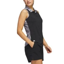 Adidas Women's Ultimate365 Printed Sleeveless Polo -Golf World Shop adidas ss23 womens ultimate365 printed sleeveless polo black side itempicture