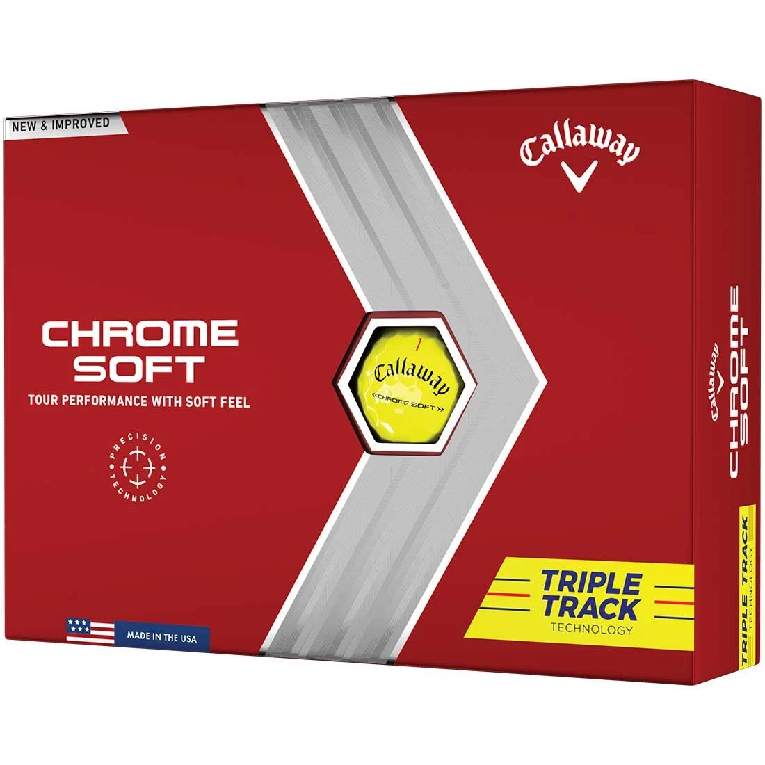 Callaway Chrome Soft Triple Track Yellow Personalized Golf Balls 3 Callaway Chrome Soft Triple Track Yellow Personalized Golf Balls
