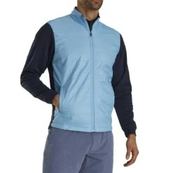 FootJoy Full Zip Hybrid Jacket 13 FootJoy Full Zip Hybrid Jacket -Golf World Shop footjoy full zip hybrid jacket light blue navy front itempicture