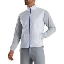 FootJoy Full Zip Hybrid Jacket 15 FootJoy Full Zip Hybrid Jacket -Golf World Shop footjoy full zip hybrid jacket white grey front itempicture