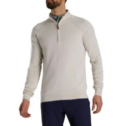 FootJoy Half-Zip Sweater -Golf World Shop footjoy half zip sweater oatmeal itempicture