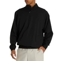 FootJoy Half Zip Windshirt -Golf World Shop footjoy half zip windshirt black front itempicture