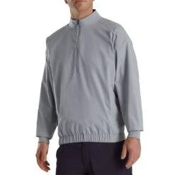 FootJoy Half Zip Windshirt -Golf World Shop footjoy half zip windshirt grey front itempicture
