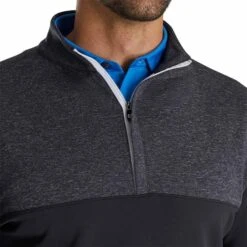 FootJoy Heather Yoke Half Zip Pullover -Golf World Shop footjoy heather yoke half zip pullover black detail itempicture