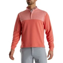 FootJoy Heather Yoke Half Zip Pullover -Golf World Shop footjoy heather yoke half zip pullover crimson front itempicture