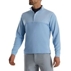 FootJoy Heather Yoke Half Zip Pullover -Golf World Shop footjoy heather yoke half zip pullover dusk blue front itempicture