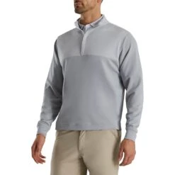 FootJoy Heather Yoke Half Zip Pullover -Golf World Shop footjoy heather yoke half zip pullover grey front itempicture