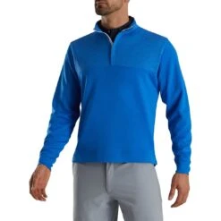 FootJoy Heather Yoke Half Zip Pullover -Golf World Shop footjoy heather yoke half zip pullover royal front itempicture