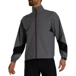 FootJoy HydroLite X Rain Jacket -Golf World Shop footjoy hydrolite x rain jacket charcoal black front itempicture