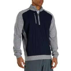 FootJoy Tech Sweater -Golf World Shop footjoy tech sweater navy heather grey front itempicture