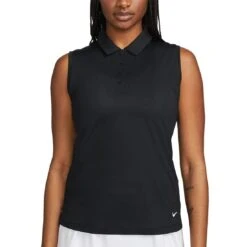 Nike Women's Dri-FIT Victory Sleeveless Polo -Golf World Shop nike womens dri fit victory sleeveless polo black front itempicture