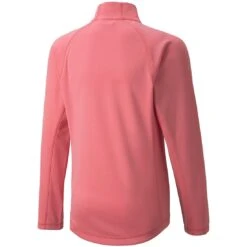 Puma Girls Quarter Zip Pullover -Golf World Shop puma 2021 girls quarter zip pullover parfait pink back itempicture