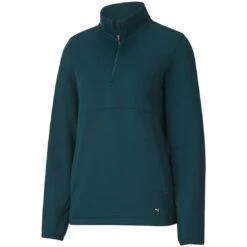 Puma Women's Cloudspun Quarter Zip Pullover -Golf World Shop puma 2021 womens cloudspun quarter zip pullover deep teal itempicture