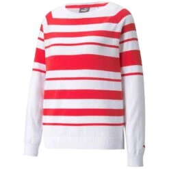 Puma Women's Ribbon Sweater -Golf World Shop puma 2021 womens ribbon sweater white teaberry itempicture