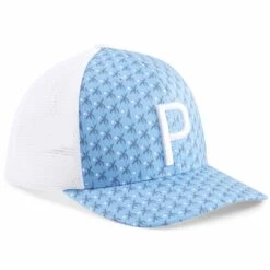 Puma Palms Trucker Hat -Golf World Shop puma 2023 palms trucker hat regal blue navy blazer front itempicture