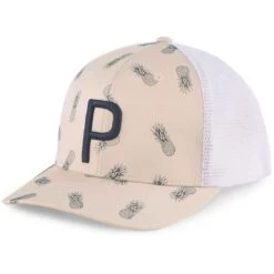 Puma Pineapples Trucker P Hat -Golf World Shop puma 2023 pineapples trucker p hat white pepper itempicture