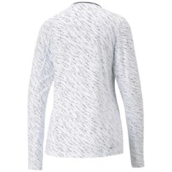 Puma Women's YOU-V Whitewater Long Sleeve Polo -Golf World Shop puma 2023 womens you v whitewater long sleeve polo white navy blazer back itempicture