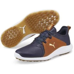 Puma Ignite Fasten8 Crafted Golf Shoes Navy Blazer/Gold/Leather Brown 9 Puma Ignite Fasten8 Crafted Golf Shoes Navy Blazer/Gold/Leather Brown -Golf World Shop puma ignite fasten8 crafted golf shoes navy blazer gold leather brown beauty itempicture