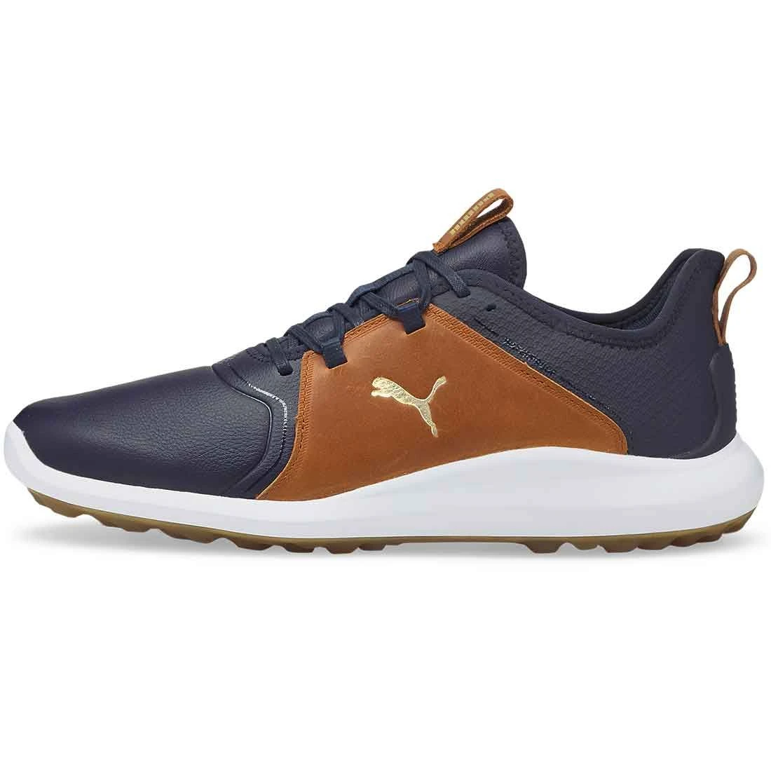Puma Ignite Fasten8 Crafted Golf Shoes Navy Blazer/Gold/Leather Brown 3 Puma Ignite Fasten8 Crafted Golf Shoes Navy Blazer/Gold/Leather Brown