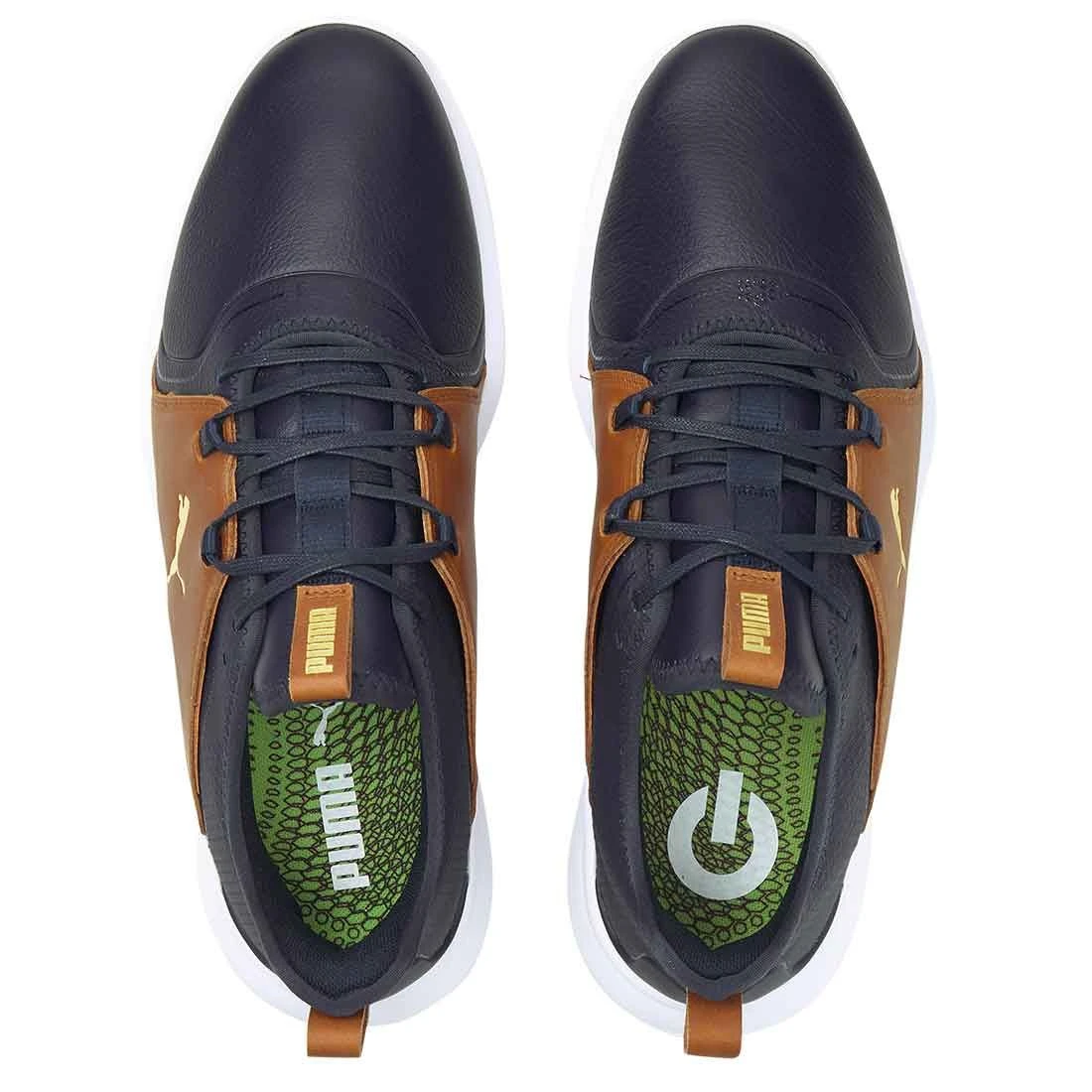 Puma Ignite Fasten8 Crafted Golf Shoes Navy Blazer/Gold/Leather Brown 6 Puma Ignite Fasten8 Crafted Golf Shoes Navy Blazer/Gold/Leather Brown - Image 4