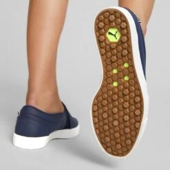 Puma Women's Tustin Fusion Slip-On Golf Shoes Navy Blazer/Quiet Shade -Golf World Shop puma womens laguna tustin slipon navy blazer qt shade 376783 03 mod2 itempicture