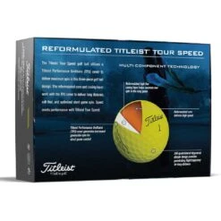 Titleist Tour Speed Yellow Personalized Golf Balls -Golf World Shop titleist 2022 tour speed yellow golf balls back itempicture