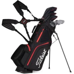 Titleist Hybrid 5 Stand Bag -Golf World Shop titleist 2023 hybrid 5 stand bag black black red straps itempicture