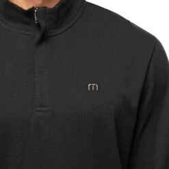 TravisMathew Cloud Quarter Zip 2.0 -Golf World Shop travismathew cloud quarter zip 2 0 black logo itempicture
