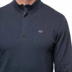 TravisMathew Cloud Quarter Zip 2.0 -Golf World Shop travismathew cloud quarter zip 2 0 heather blue logo itempicture